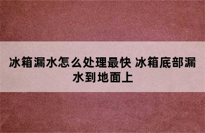 冰箱漏水怎么处理最快 冰箱底部漏水到地面上